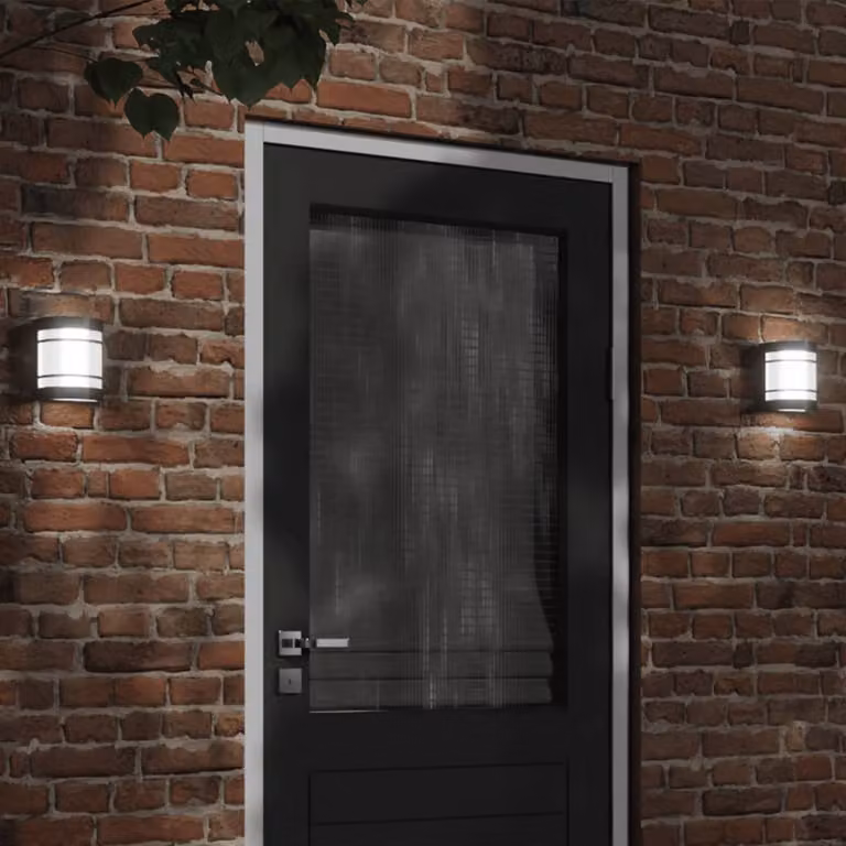 Set di 2 applique da esterno vidaXL nere in acciaio inossidabile e vetro con montaggio a parete e illuminazione up-down