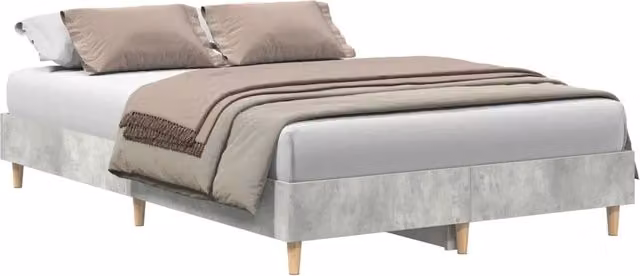 Letto matrimoniale con struttura imbottita e doghe in legno grigio, L/P/H: 123 x 200 x 25 cm