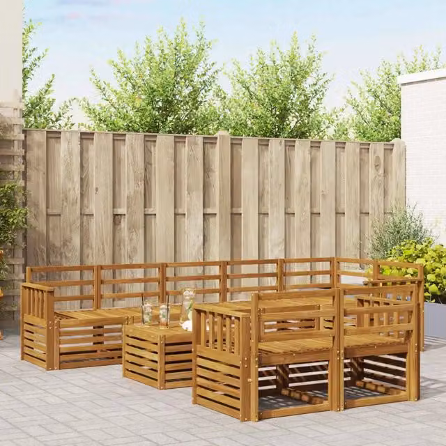 Set di divani da esterno 9 pz Naturale Poliestere 3375039