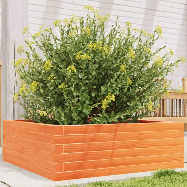 Fioriera da giardino vidaXL in legno di pino marrone e arancione L/P/H: 70 x 70 x 23 cm