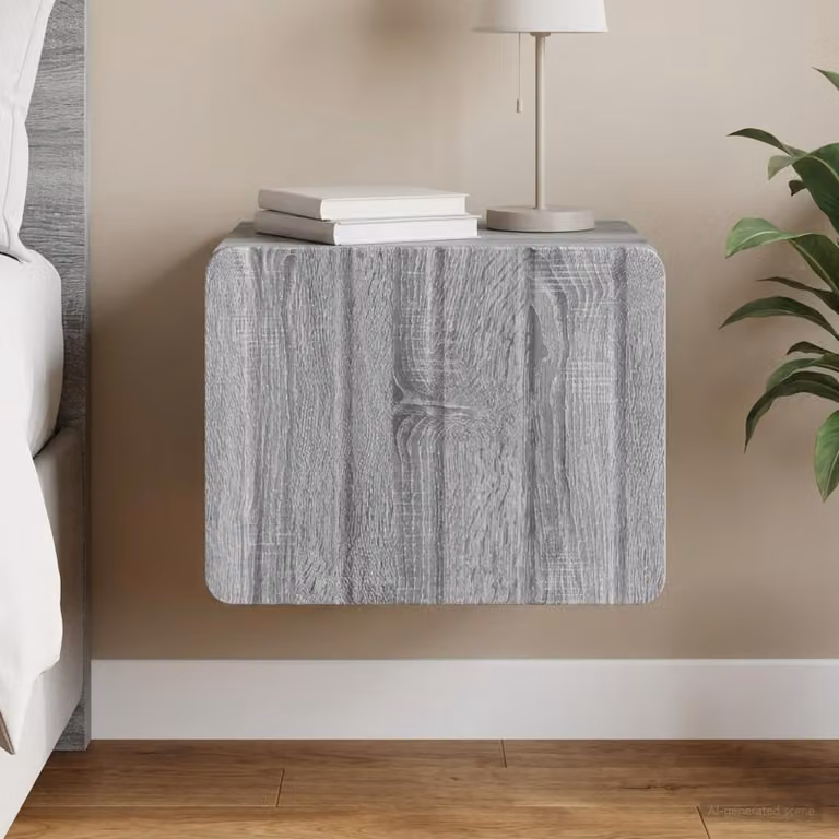 vidaXL Mobiletto da notte sospeso moderno Grigio Sonoma L 33 cm x P 34,5 cm x H 24 cm