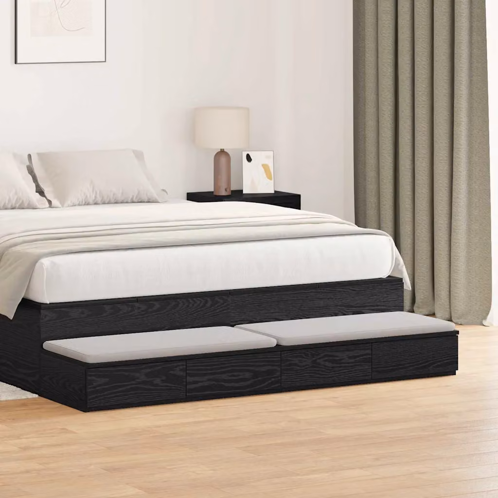 Cassetti per letto vidaXL colore Rovere Nero L: 160 cm, P: 36,5 cm, H: 16,5 cm