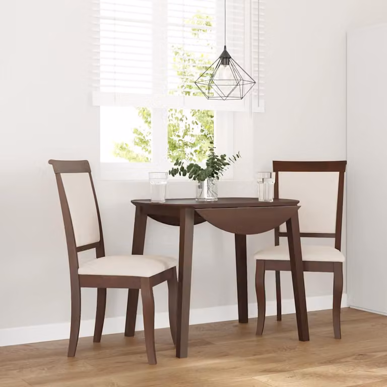 Set di 2 sedie da pranzo vidaXL in legno di hevea massello marrone con cuscini