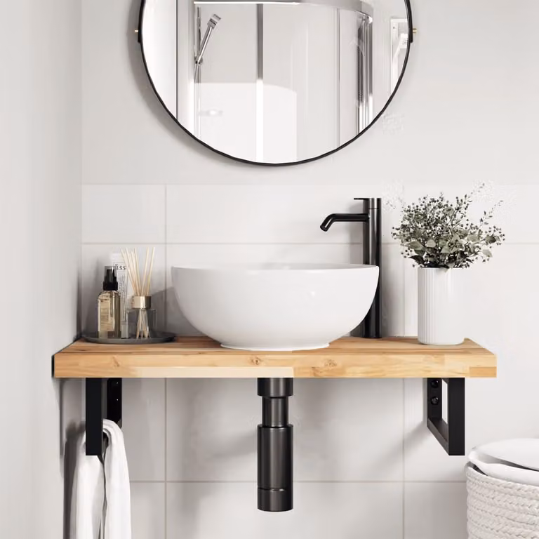vidaXL Piano da Bagno Non Trattato 60x40x4 cm Legno Massello di Acacia