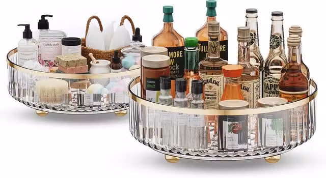 Set di 2 vassoi rotanti impermeabili Avilia Home per cosmetici e cucina, colore trasparente