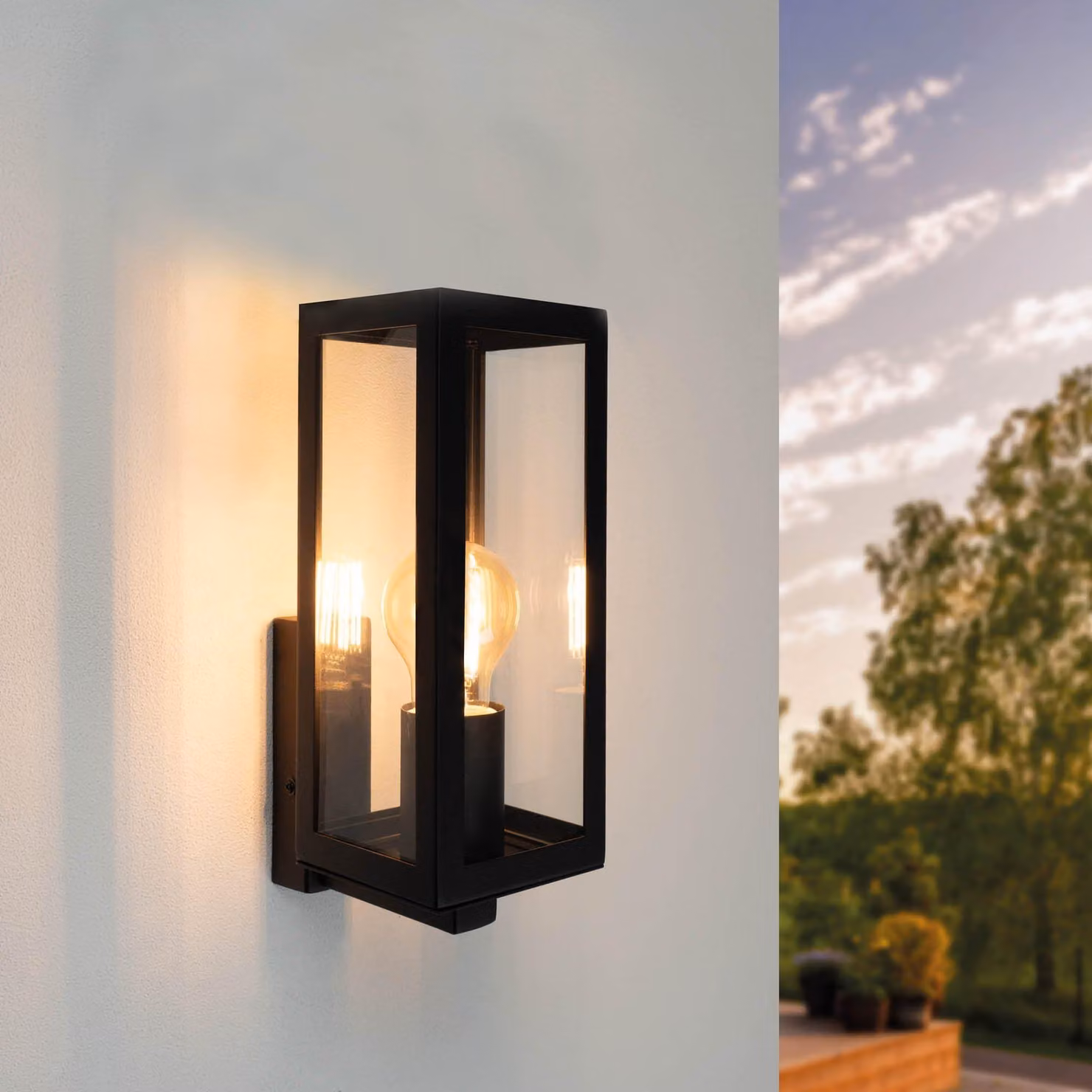 Lampada da parete nera, 60W, attacco E27, forma cubica, dimmerabile, senza lampadina