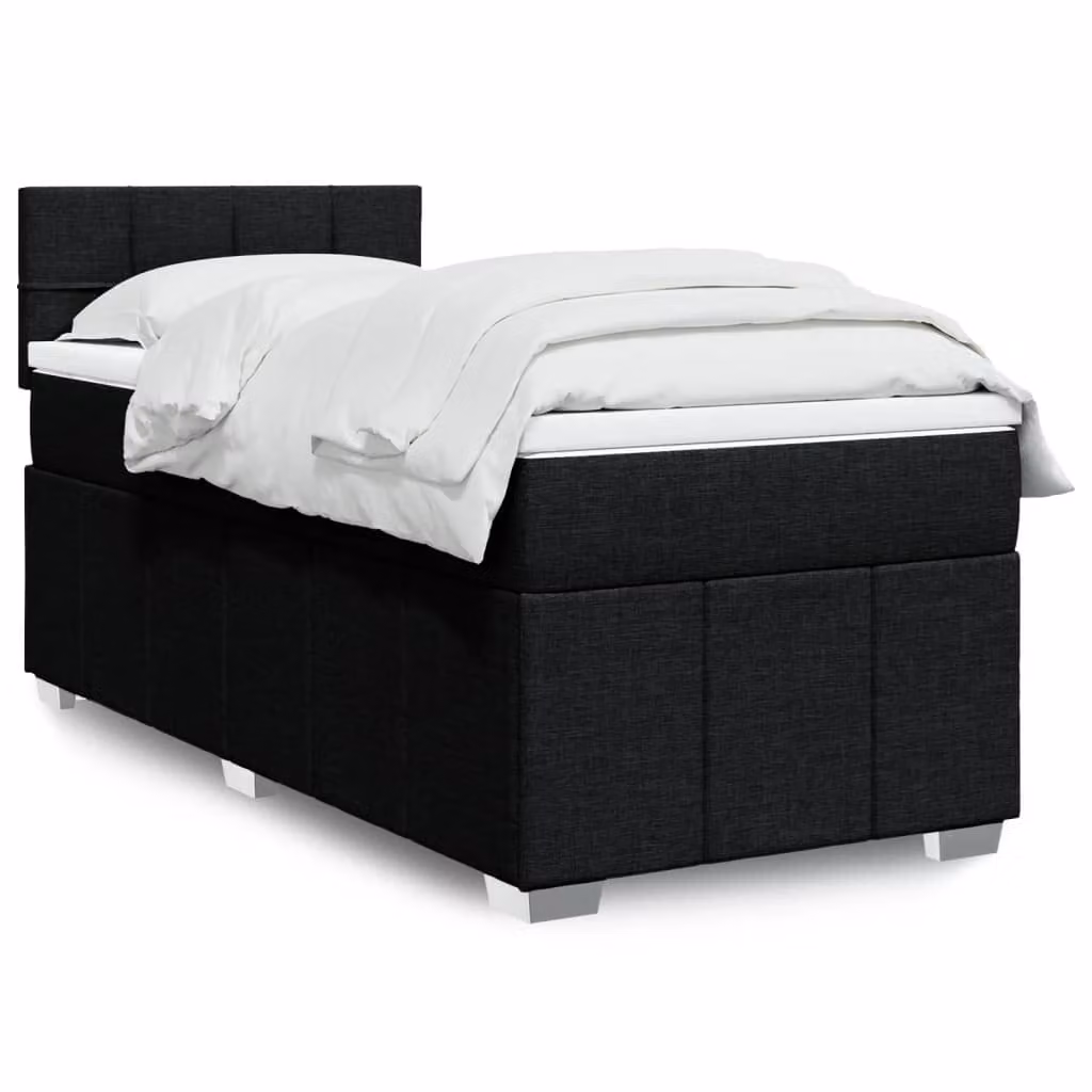 vidaXL Giroletto a Molle con Materasso Ibrido in Tessuto Nero L 90 cm x P 200 cm