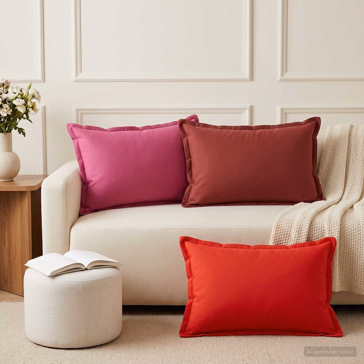 Set di 2 federe vidaXL HOUTEN rosse in poliestere, L 50 cm x P 75 cm
