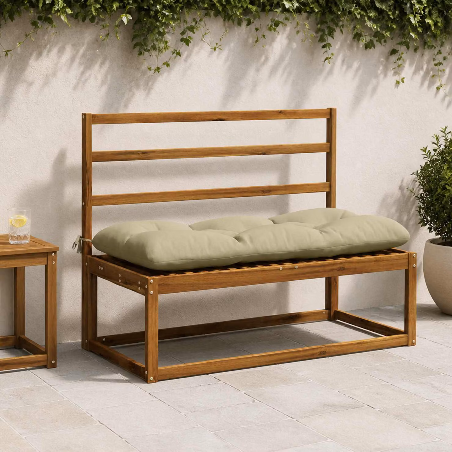 Cuscino per panchina vidaXL VIANEN verde chiaro in poliestere con fodera rimovibile e resistente ai raggi UV L 110 x P 50 x H 12 cm