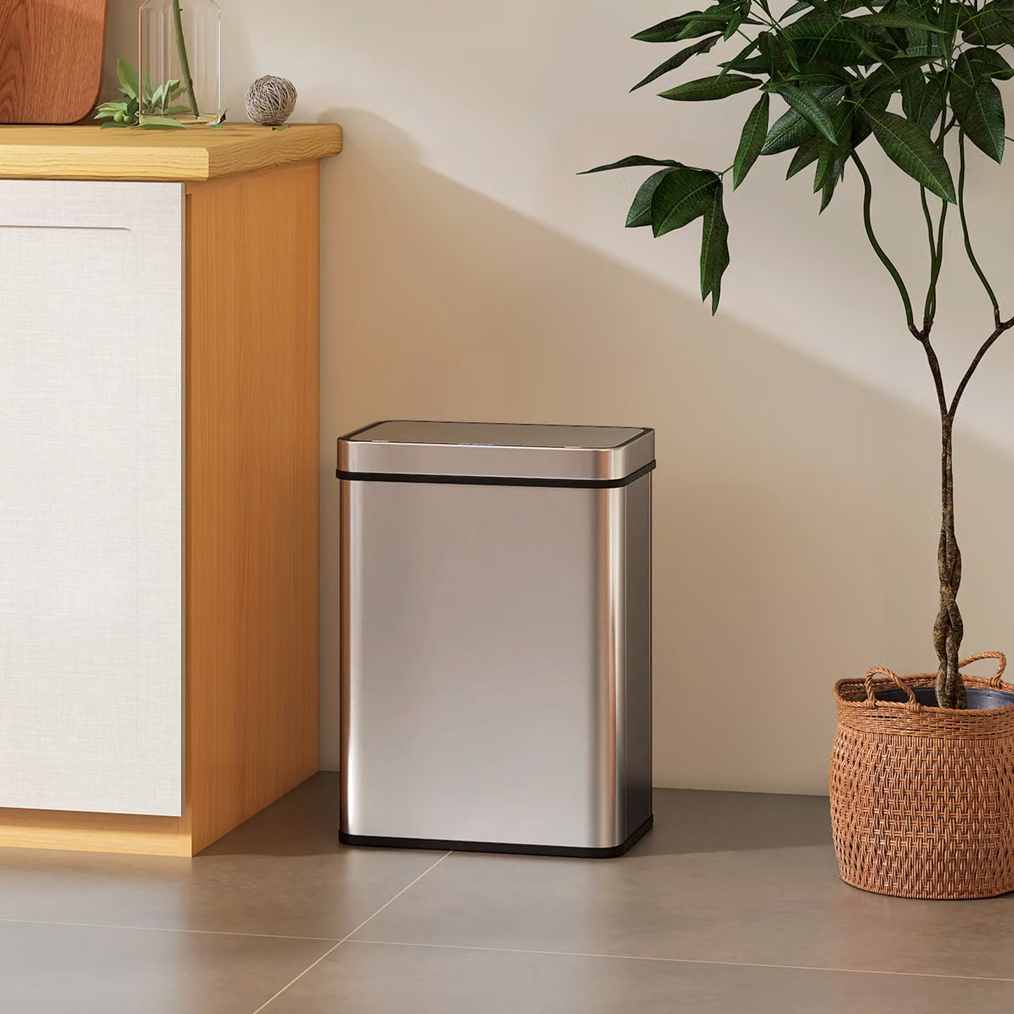 Cestino intelligente HOMCOM con sensore da 50 L in acciaio inossidabile argento con coperchio soft close e filtro per odori – 2