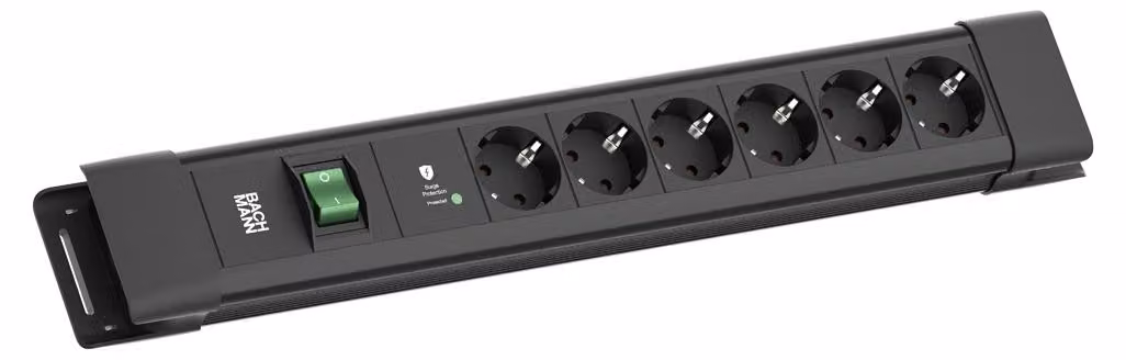 BACHMANN CONNECTUS 6xCEE7/3, 1xSPD-Plus 1xinterruttore 2,0m CEE7/7 Nero