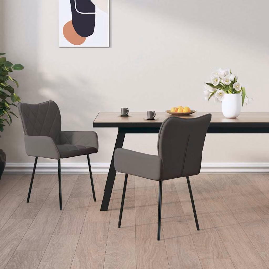 Set di 2 sedie da pranzo vidaXL in tessuto grigio moderno