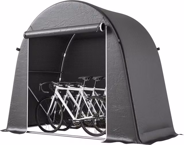 Tenda Garage per Biciclette e Attrezzi ¨C Zephmum ¨C Grigio Scuro, PE e Metallo, 245x120x200 cm