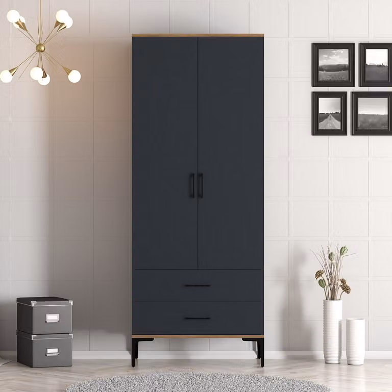 Skye Decor, Kumsal T - Noce, Antracite, guardaroba, noce, 100 % MELAMIN COATED SLIPBOARD, 80 x 201,4 x 47,5 cm