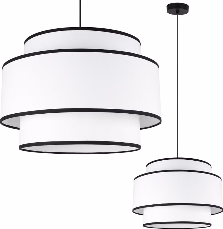 Lampada A Sospensione Vienna Bianco 1 Piatto 40Cm Bordo Nero E27