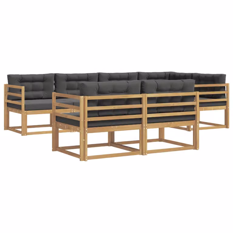 vidaXL Set di divani da esterno a L composto da 6 pezzi in legno di acacia, colori bianco, antracite e marrone, con cuscini inclusi
