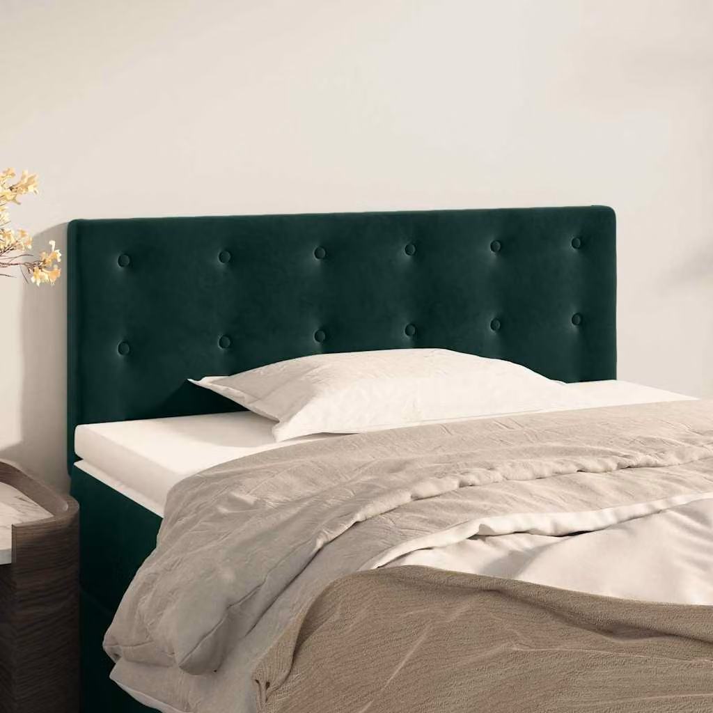 Testiera per letto vidaXL in velluto verde scuro con struttura in legno, L: 100 cm, P: 5 cm, H: 78-88 cm