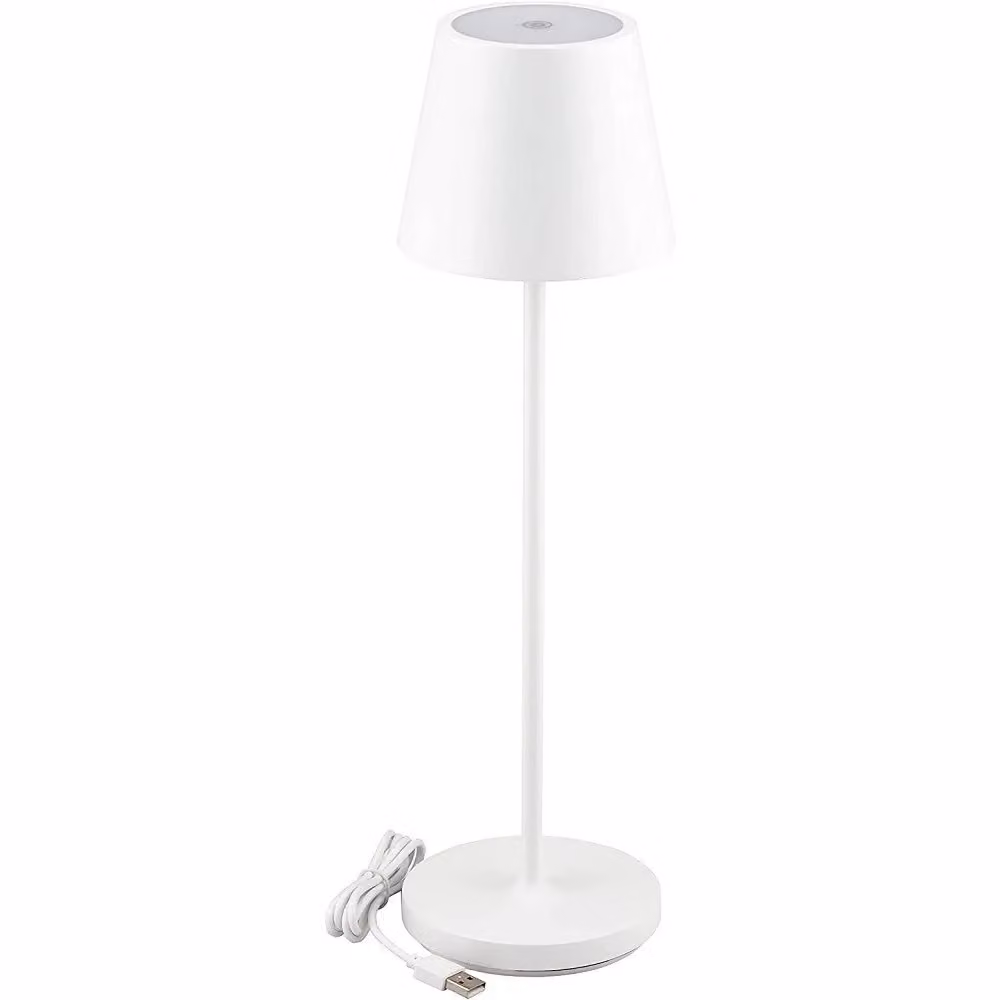 Lampada da tavolo senza fili Trade Shop in alluminio bianca con LED dimmerabile touch e luce bianca calda 2 W – 2