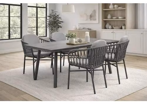 Set di sedute Destiny COMO SAN MARINO 4 poltrone + tavolo 180x90x74 cm, rettangolare, grigio