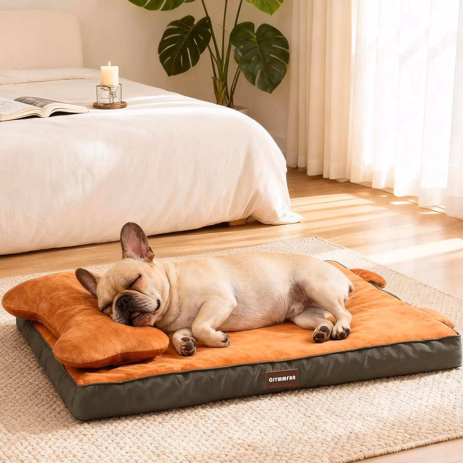 Cuccia ortopedica per cani, realizzata con memory foam, lavabile, impermeabile, taglia M, colore arancione