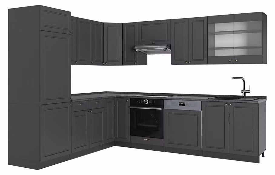 Cucina angolare completa Vicco Fame-Line Oro-antracite rustico/Antracite 287 x 227 cm, PL Antracite, Model 56775