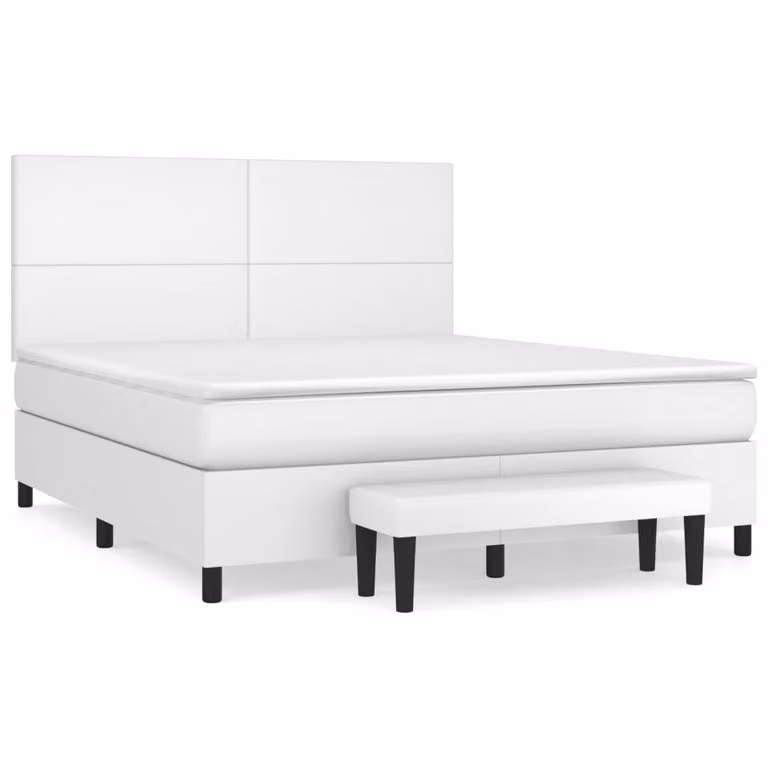 Giroletto a Molle con Materasso Bianco 160x200 cm in Pelle finta