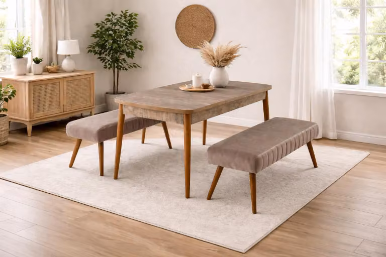 Tavolo da pranzo, stile moderno, colore marrone, compatto, versatile