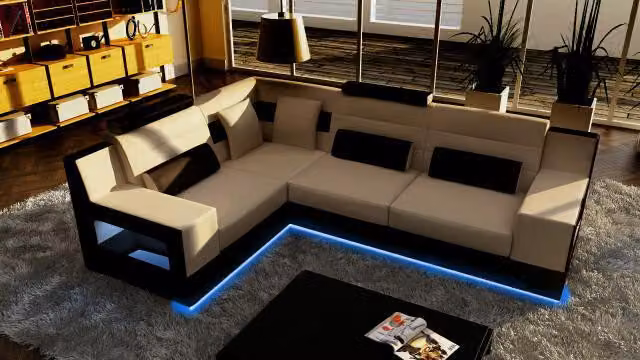 Ecksofa Garnitur Leder Sofas Wohnlandschaft Sofa Couch Polster Ecke