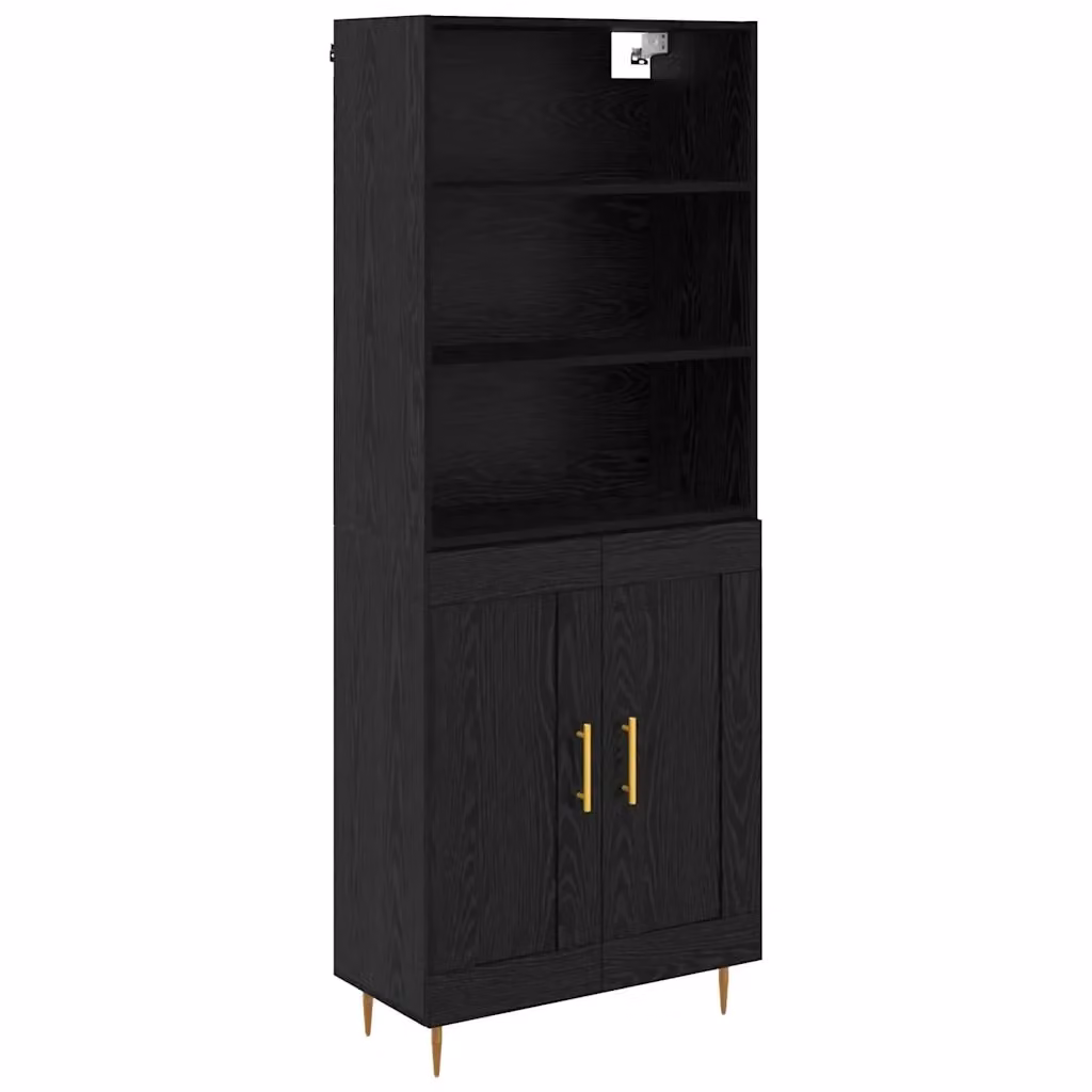 Credenza Buffet Armadio da Cucina e Soggiorno vidaXL in Legno e Metallo Nero L: 69,5 cm, P: 34 cm, H: 180 cm – 2
