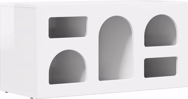 Mobile TV Bianco Lucido 80 x 35 x 40 cm Legno multistrato