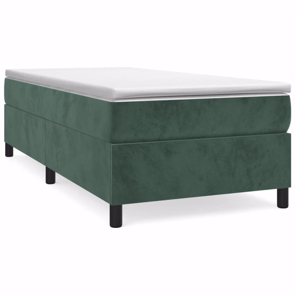 Struttura Letto a Rete a Molle Verde Scuro 90x190 cm in Velluto