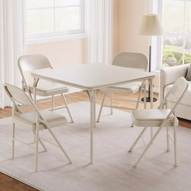 Tavolo pieghevole per giochi e carte - 85,3 x 85,3 x 70,9 cm - Multifunzionale - Portatile - Piano inPoliuretanoimbottito - Gambe in metallo robuste - Beige