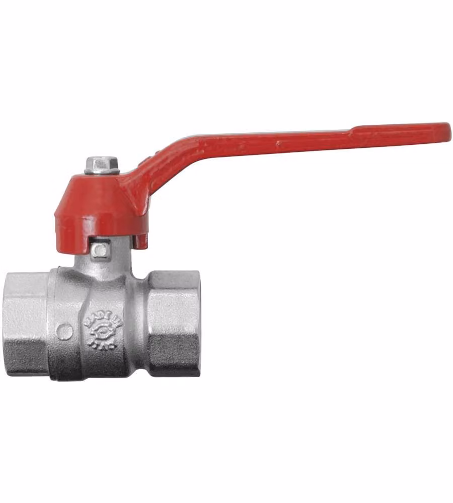 Idrobric Valvola a Sfera Ottone 3/4" FF Flusso Totale Maniglia Rossa