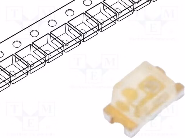 5 LED blu SMD, 28-180 mcd, 2,8-3,8 V, dimensioni 0603 (1,6 x 0,8 x 0,8 mm), angolo di visione 130°, corrente di funzionamento 20 mA, modello VLMB1300-GS08