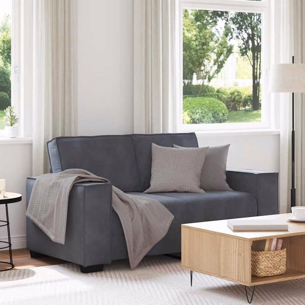 vidaXL Divano a 2 Posti Moderno in Velluto Grigio L: 160 cm, P: 78 cm, H: 84 cm