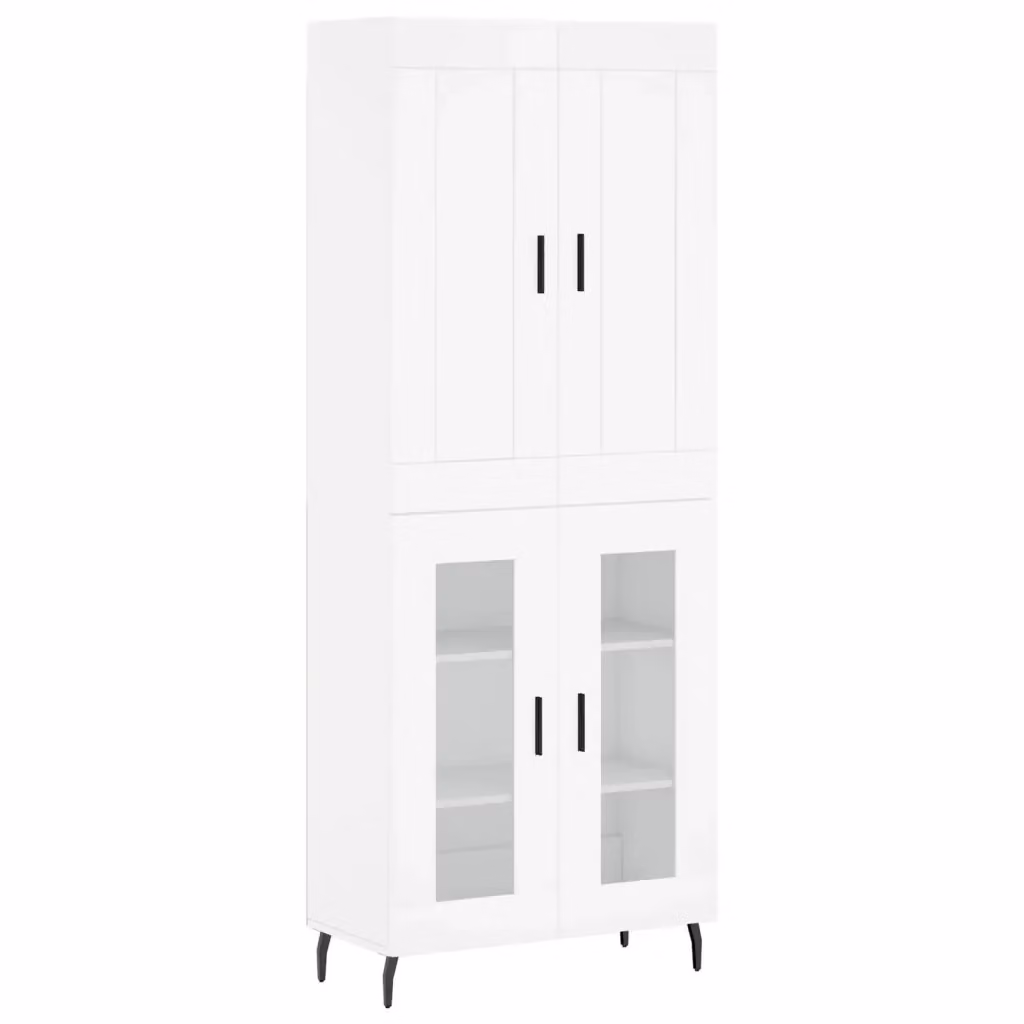 Credenza moderna bianca vidaXL in legno, metallo e vetro L: 69,5 cm, P: 34 cm, H: 180 cm – 2