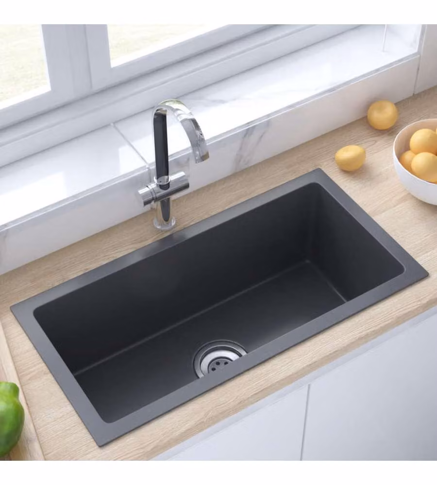 Lavello da cucina vidaXL in acciaio inox nero L/P/H: 60 x 30 x 20 cm – 2