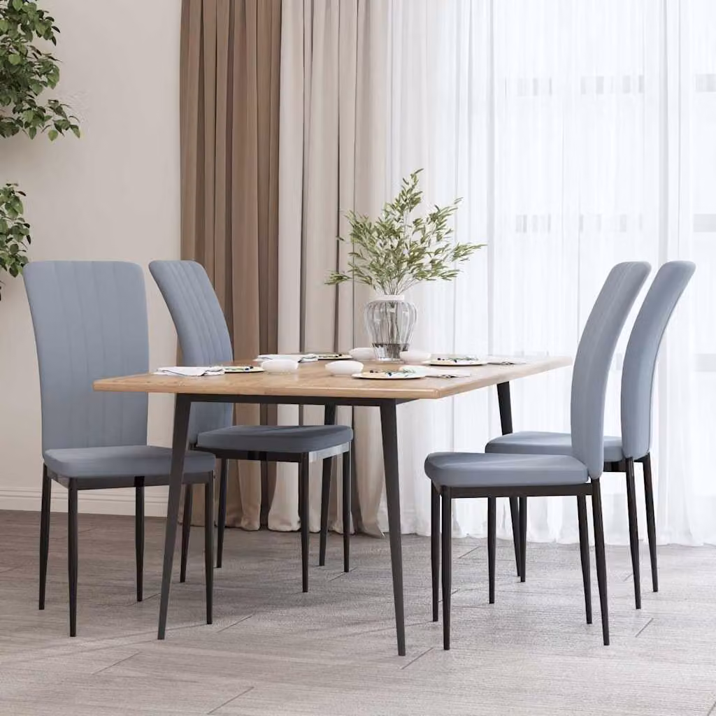 Set di 4 sedie da pranzo vidaXL in velluto grigio con struttura in metallo per soggiorno e cucina – 1