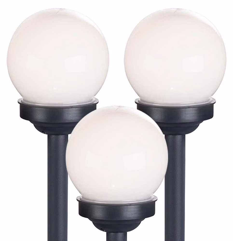 set di 3 globi solari a LED, bianchi, con punta a terra, DxH 10x38 cm