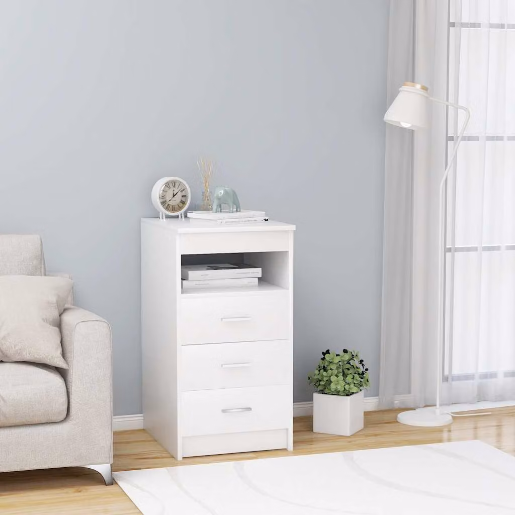 Cassettiera bianca moderna vidaXL in legno e MDF L: 40 cm, P: 50 cm, H: 76 cm