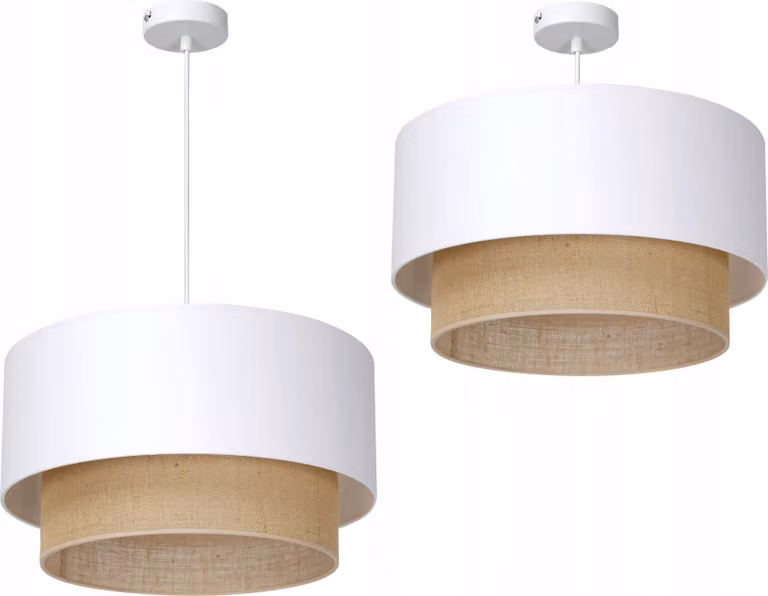 Lampada a sospensione con doppio paralume in juta, 45 cm