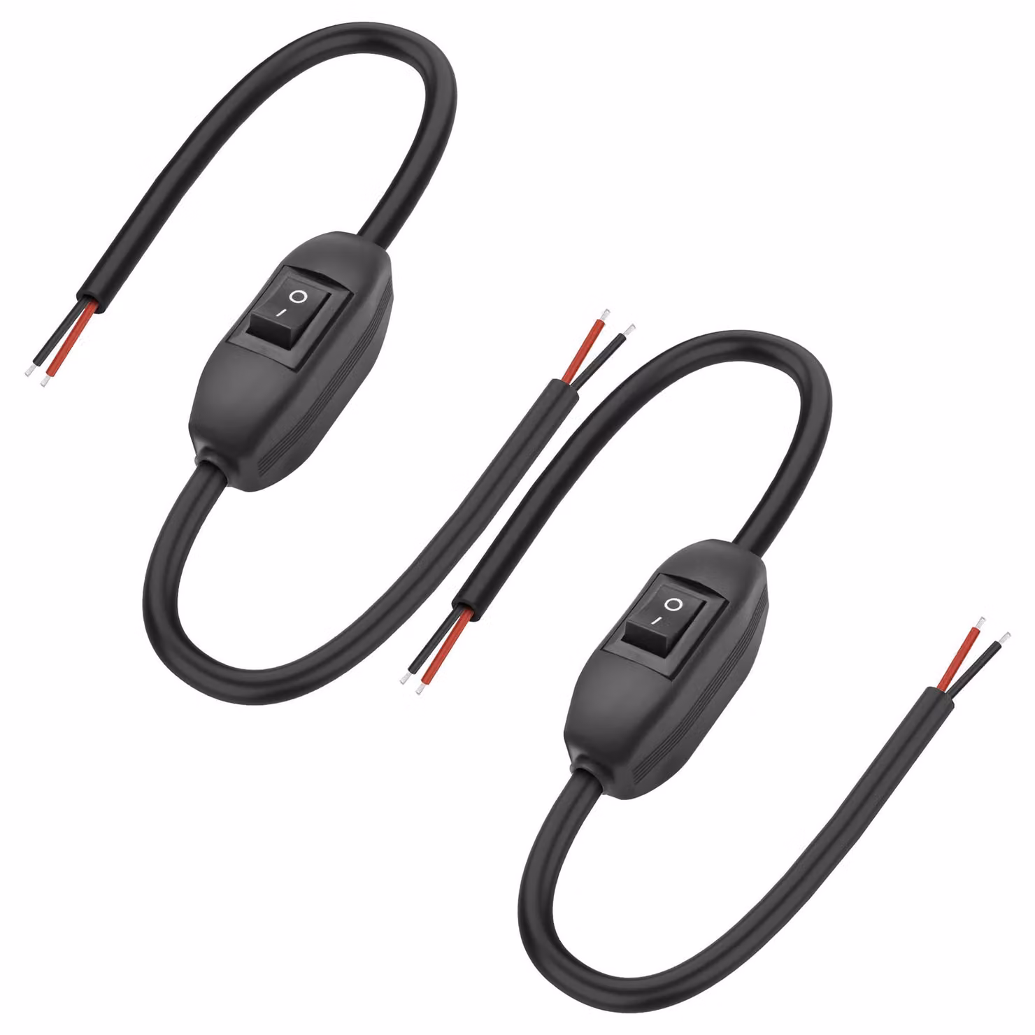 Interruttori a filo da 12-24V, con funzione on/off, confezione da 2 pezzi, lunghezza 35 cm, per lampade