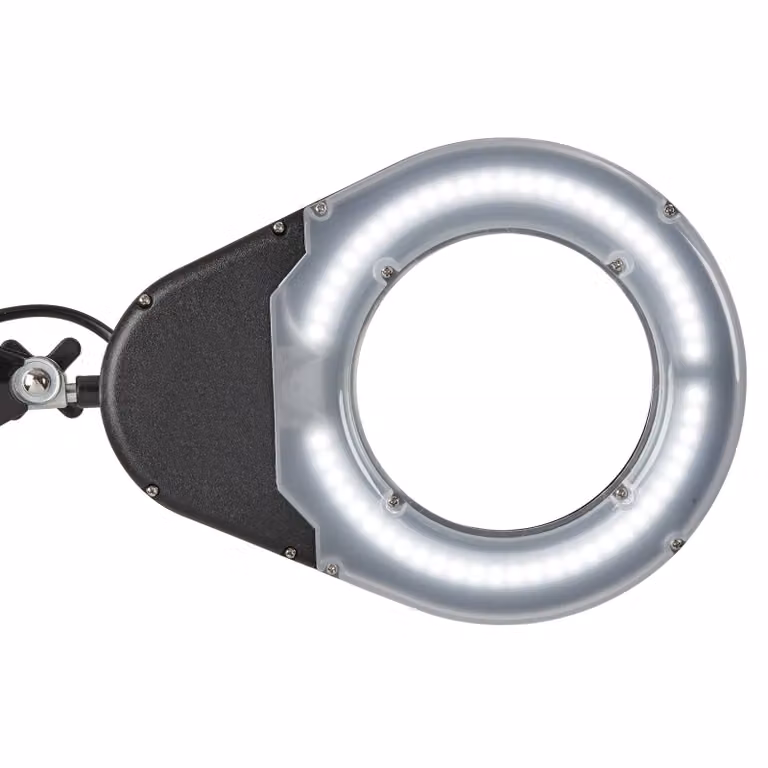 Maul Lampada con lente d'ingrandimento a LED MAULviso, nera, altezza 50 cm, morsetto MAULviso, Nero, Studio / Ufficio, Metallo, Moderno, Lampada con morsetto