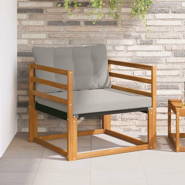 Set di divani da esterno vidaXL in legno di acacia massello e textilene con cuscini, colore marrone e grigio