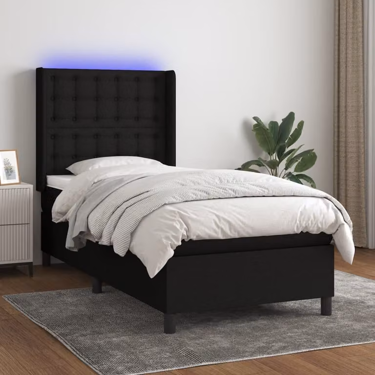 Maison Exclusive - Letto a Molle con Materasso e LED Nero 80x200 cm in Tessuto