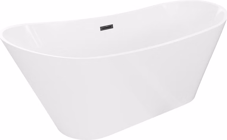 Mexen Dora vasca da bagno freestanding 150 x 75 cm, bianca, troppopieno nero - 52071507500-70