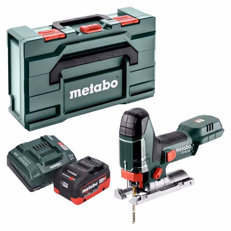 Seghetto alternativo a batteria Metabo ST 18 L 90 18 V 90 mm + 1 batteria LiHD da 5,5 Ah + caricabatterie + Metabox