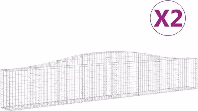 Cesti Gabbioni ad Arco 2 pz 400x30x60/80 cm Ferro Zincato