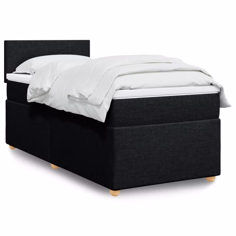vidaXL Giroletto a Molle Ibrido con Materasso Nero in Tessuto L 100 x P 200 cm