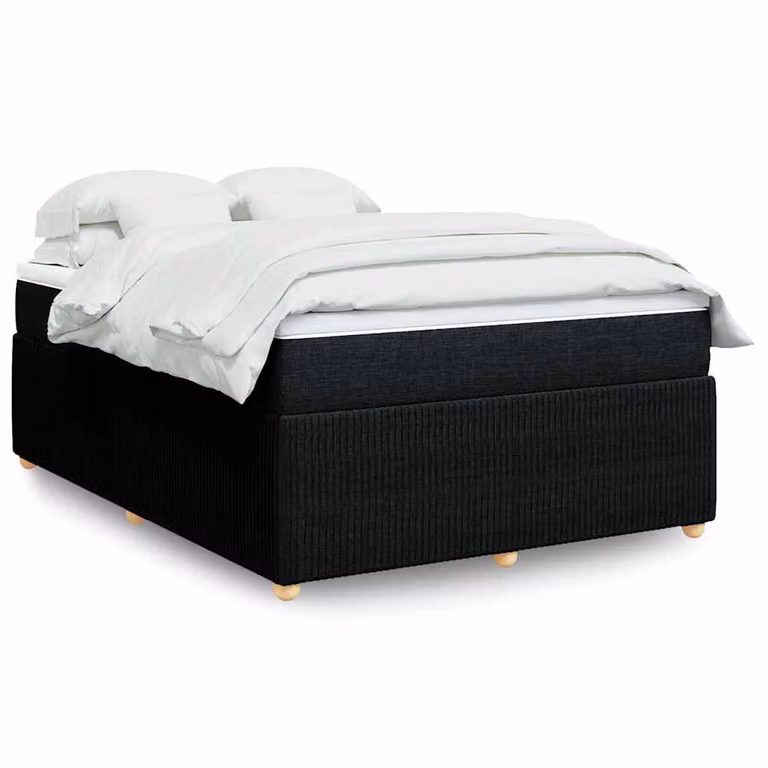 vidaXL Giroletto a Molle con Materasso Ibrido in Tessuto Nero L: 140 cm, P: 200 cm